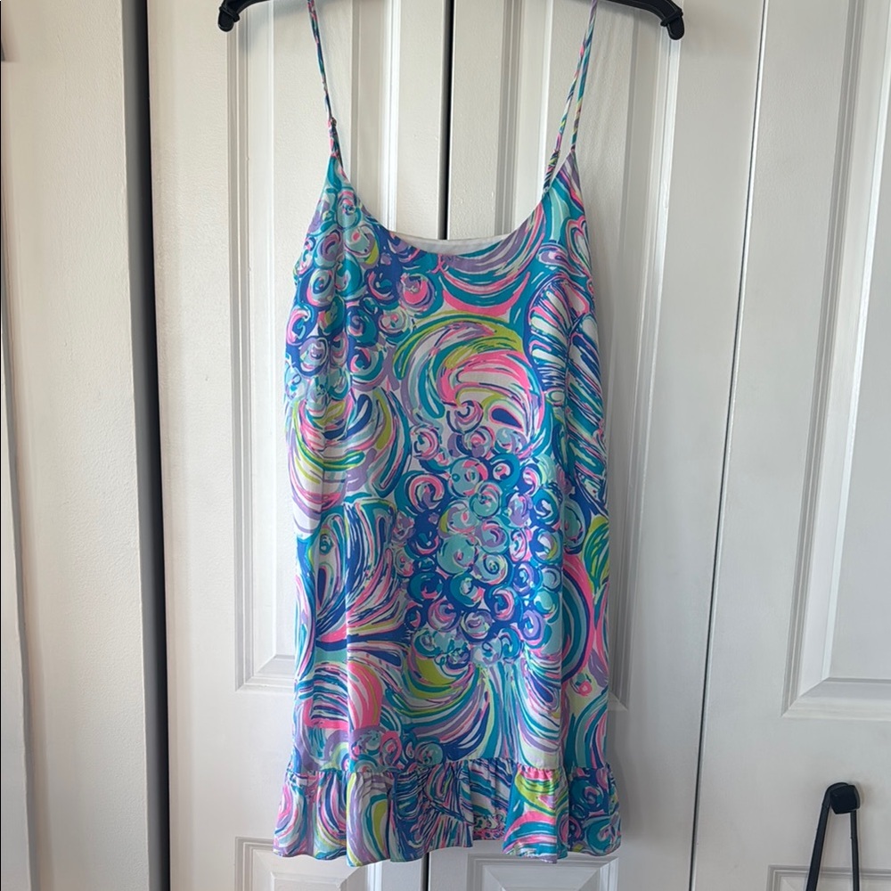 Zanna Print Slip Dress 100% Silk Colorful Swirl Pattern XS - Picture 2 of 7